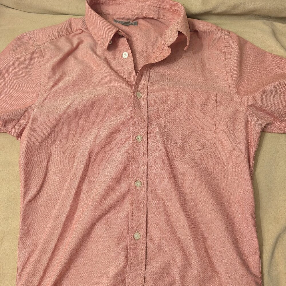 Ash & Erie Faded Brick/Pink Short Sleeve Oxford Shirt - Men's Slim Size S